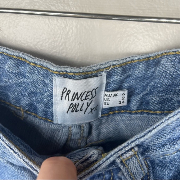 PRINCESS POLLY Balloon Leg Distressed Denim Size 2 Jeans - Picture 10 of 16